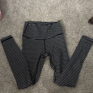 Lululemon Athletica Black and White Striped Leggings